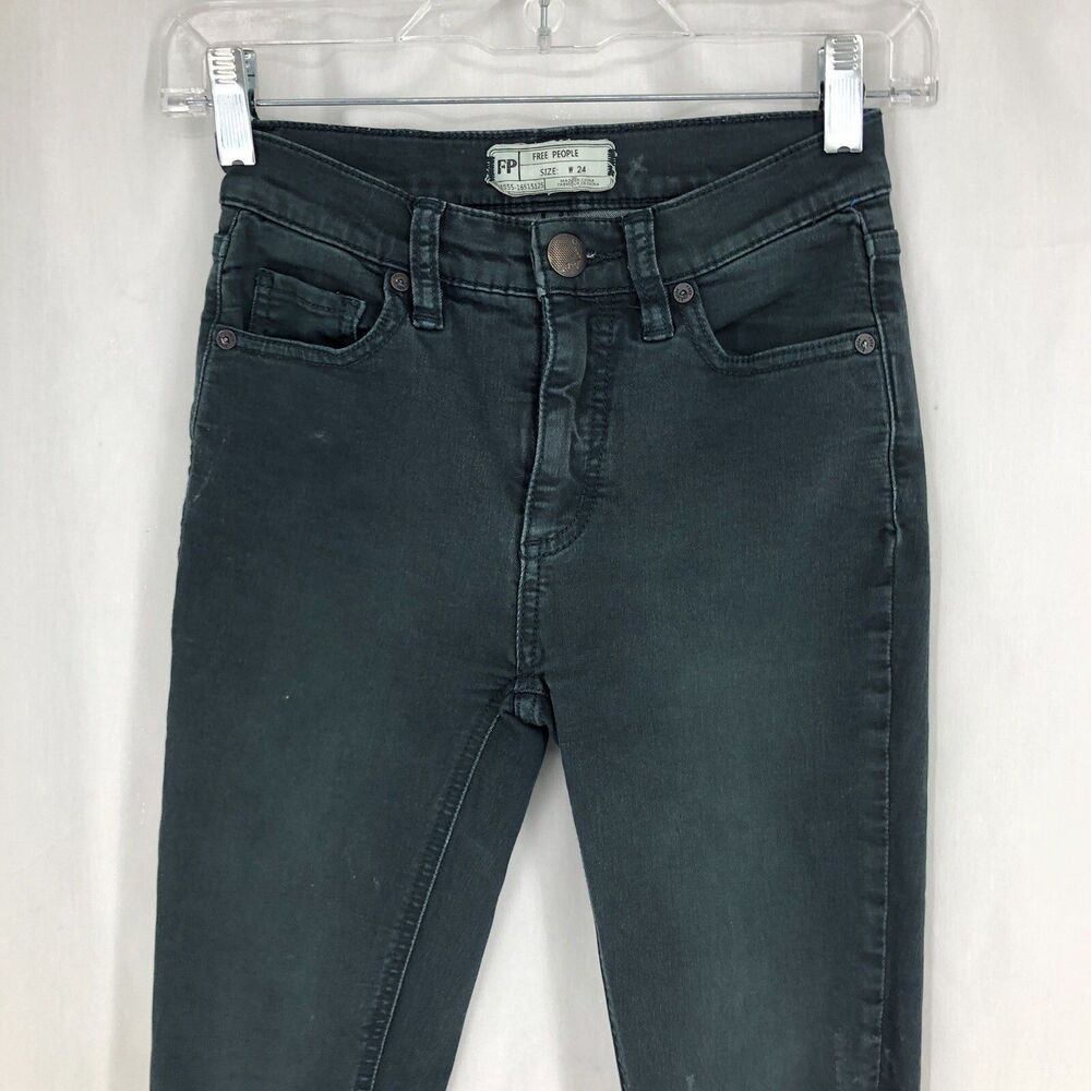 Free People Jeans Skinny Stretch 61855-16515125 Green/Gray Wash Denim 24x25